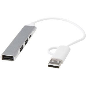 Alkaid 4-portowy hub USB-A i typu C z podwójnym wejściem wykonany z aluminium z recyklingu