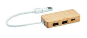 3-portowy bambusowy hub USB HUBBAM
